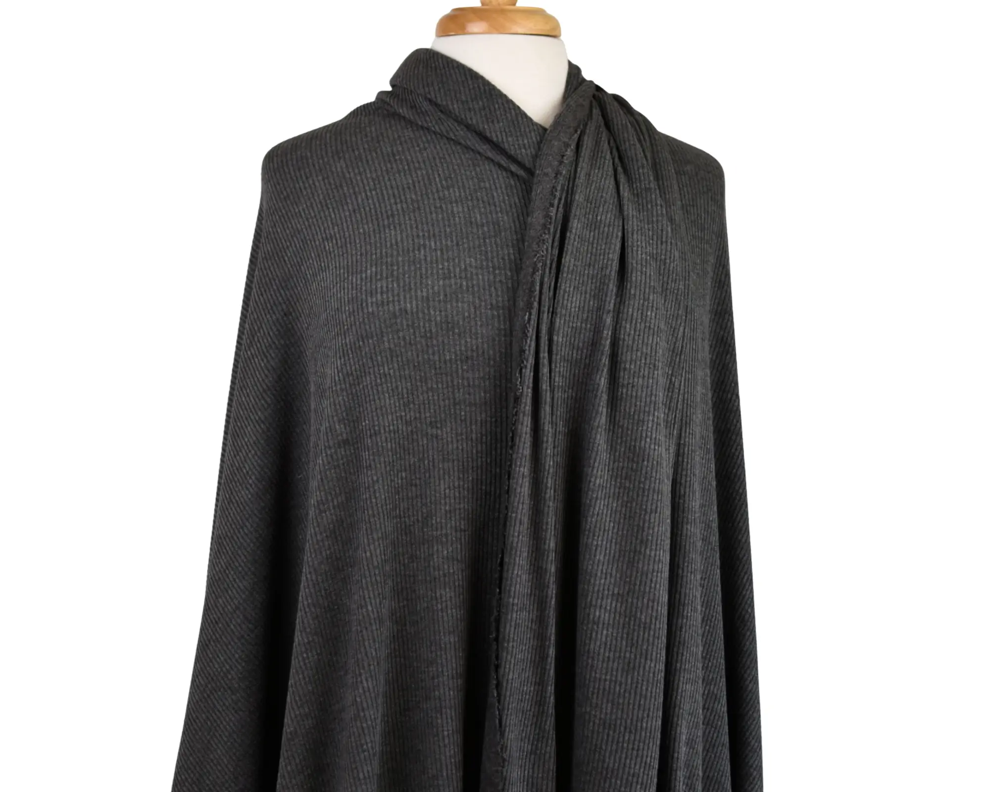 Polyester/Rayon Rib Knit - Charcoal - Image 6