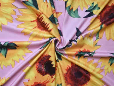 Double Brushed Polyester Jersey - Pink Sunflower