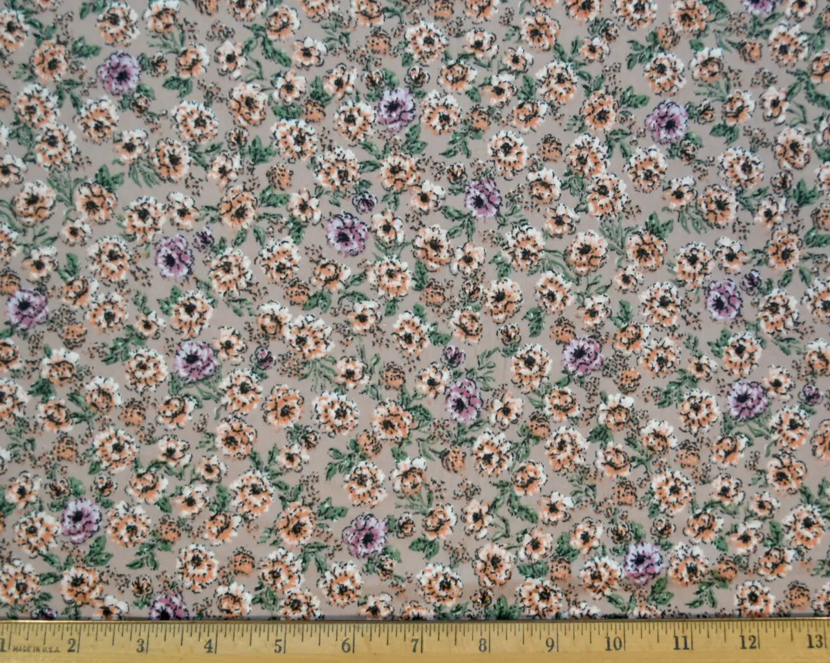 Double Brushed Polyester Jersey - Taupe Floral - Image 3