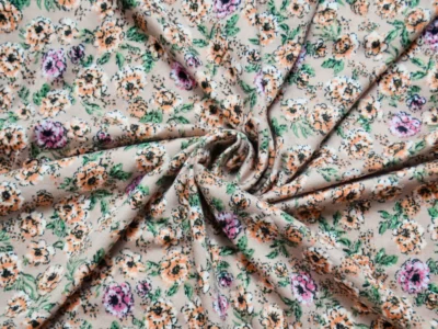 Double Brushed Polyester Jersey - Taupe Floral