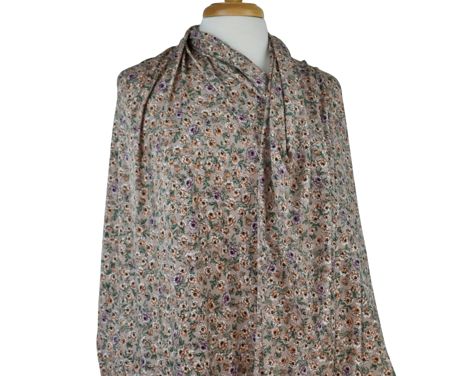 Double Brushed Polyester Jersey - Taupe Floral - Image 6