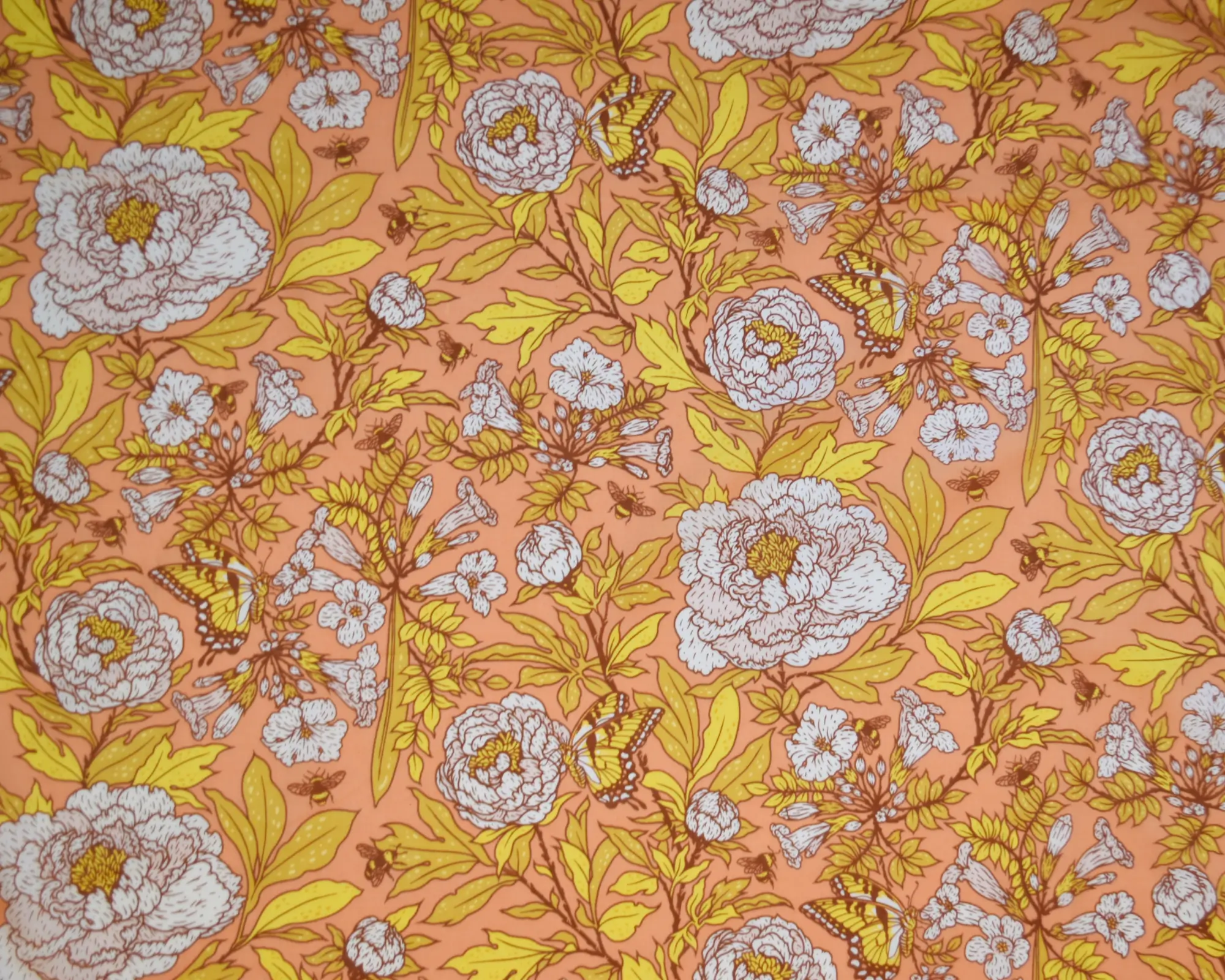 Organic Cotton Lawn - Orange Peonies - Image 2