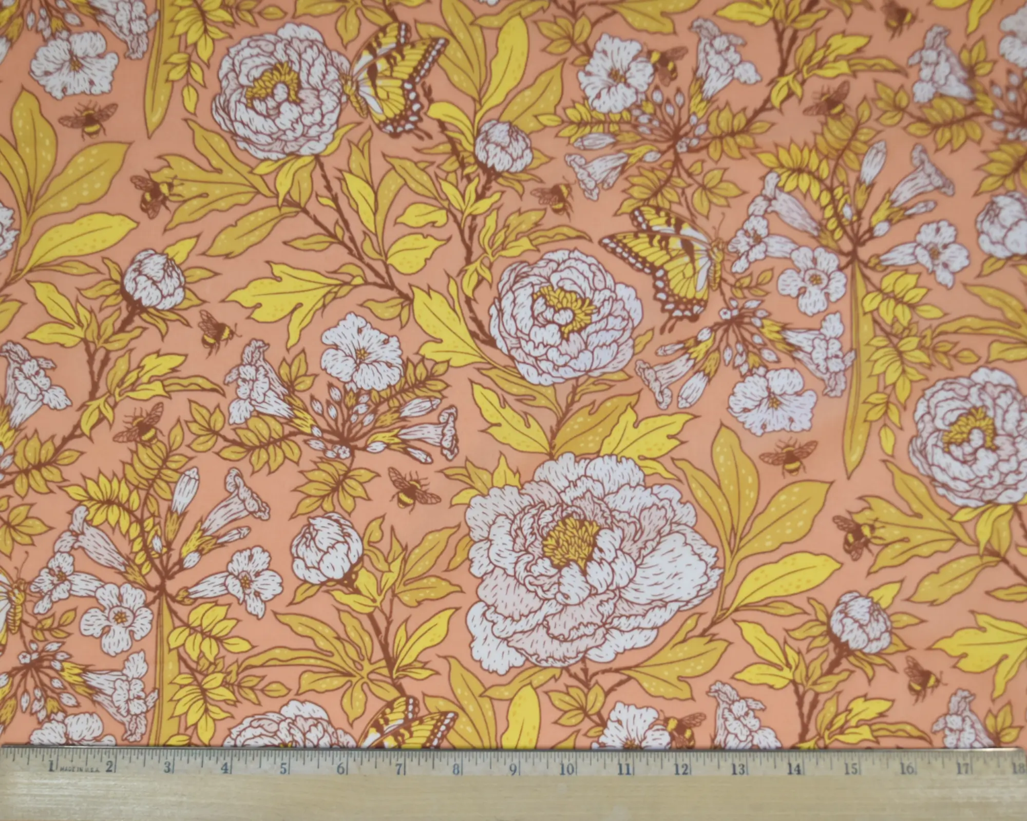 Organic Cotton Lawn - Orange Peonies - Image 3