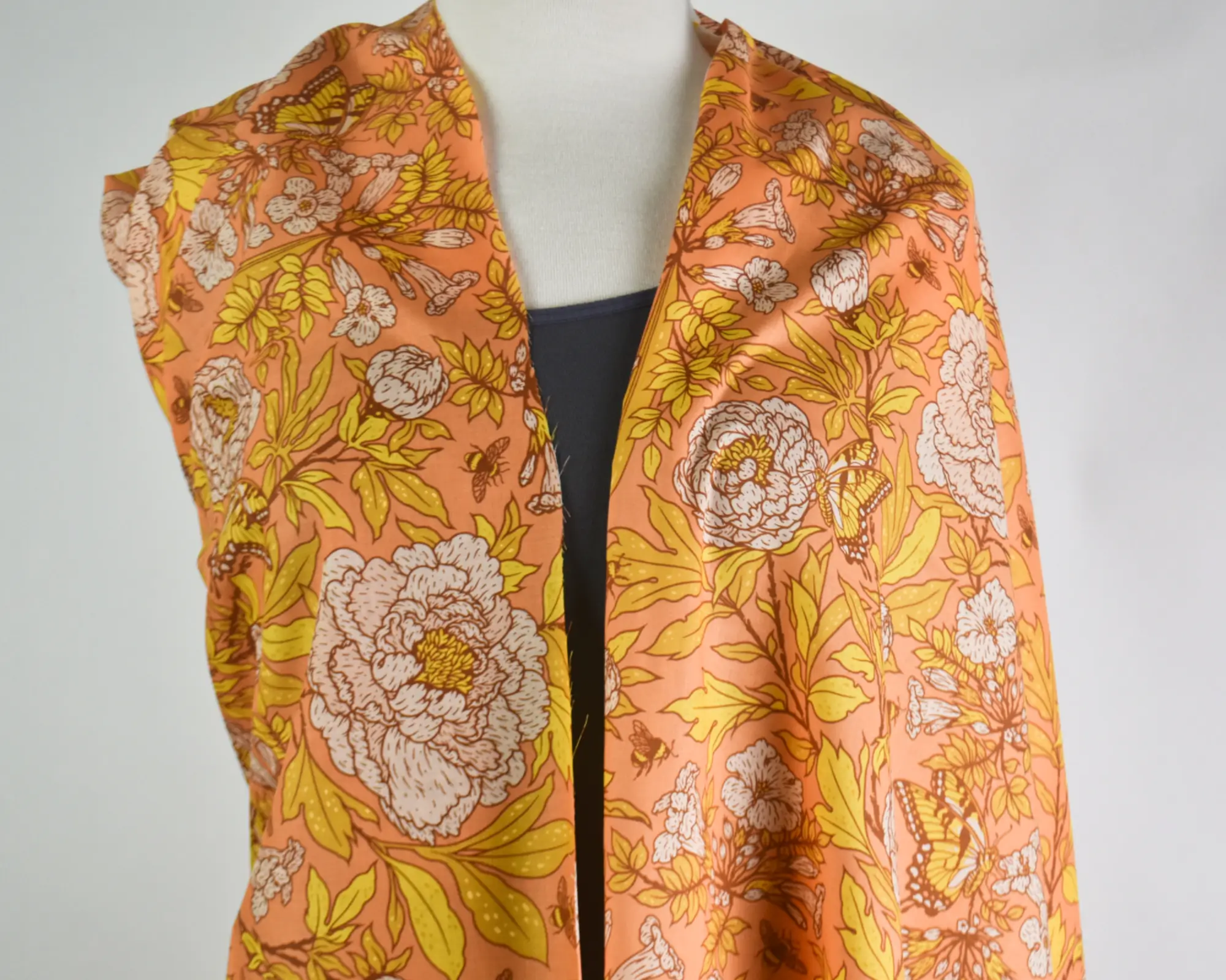 Organic Cotton Lawn - Orange Peonies - Image 5