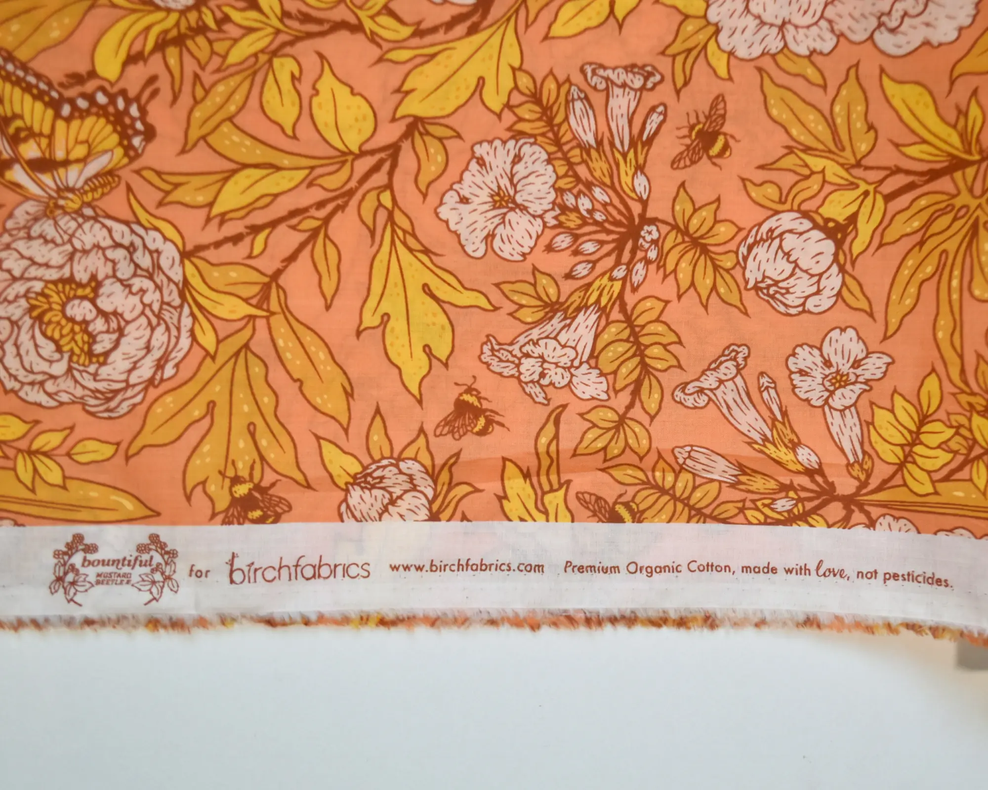 Organic Cotton Lawn - Orange Peonies - Image 4