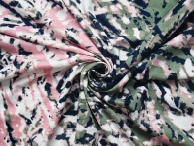 Double Brushed Polyester Jersey - Pink/Green