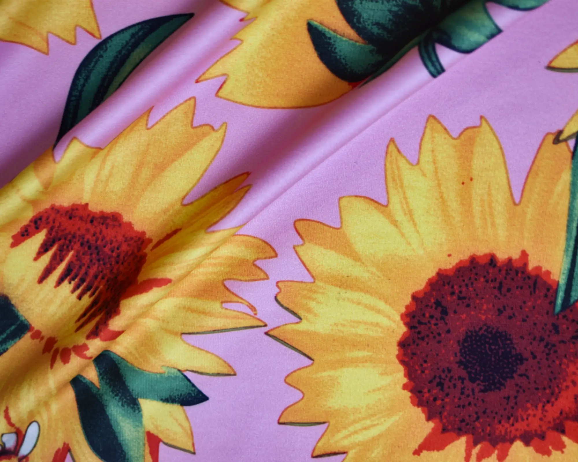 Double Brushed Polyester Jersey - Pink Sunflower - Image 4