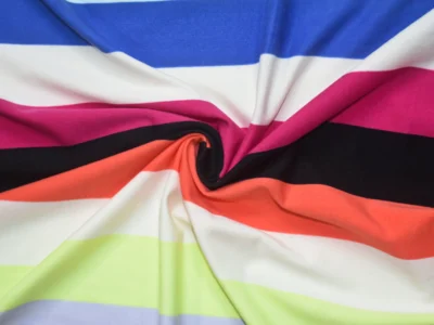 Double Brushed Polyester Jersey - Colorblock Stripes