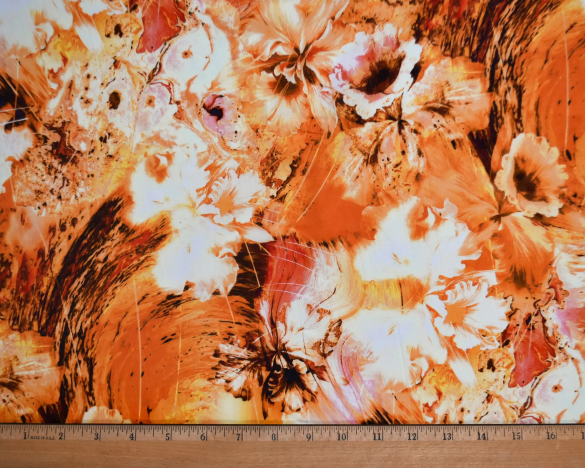 Cotton Voile - Large Scale Orange Floral Print - Image 3