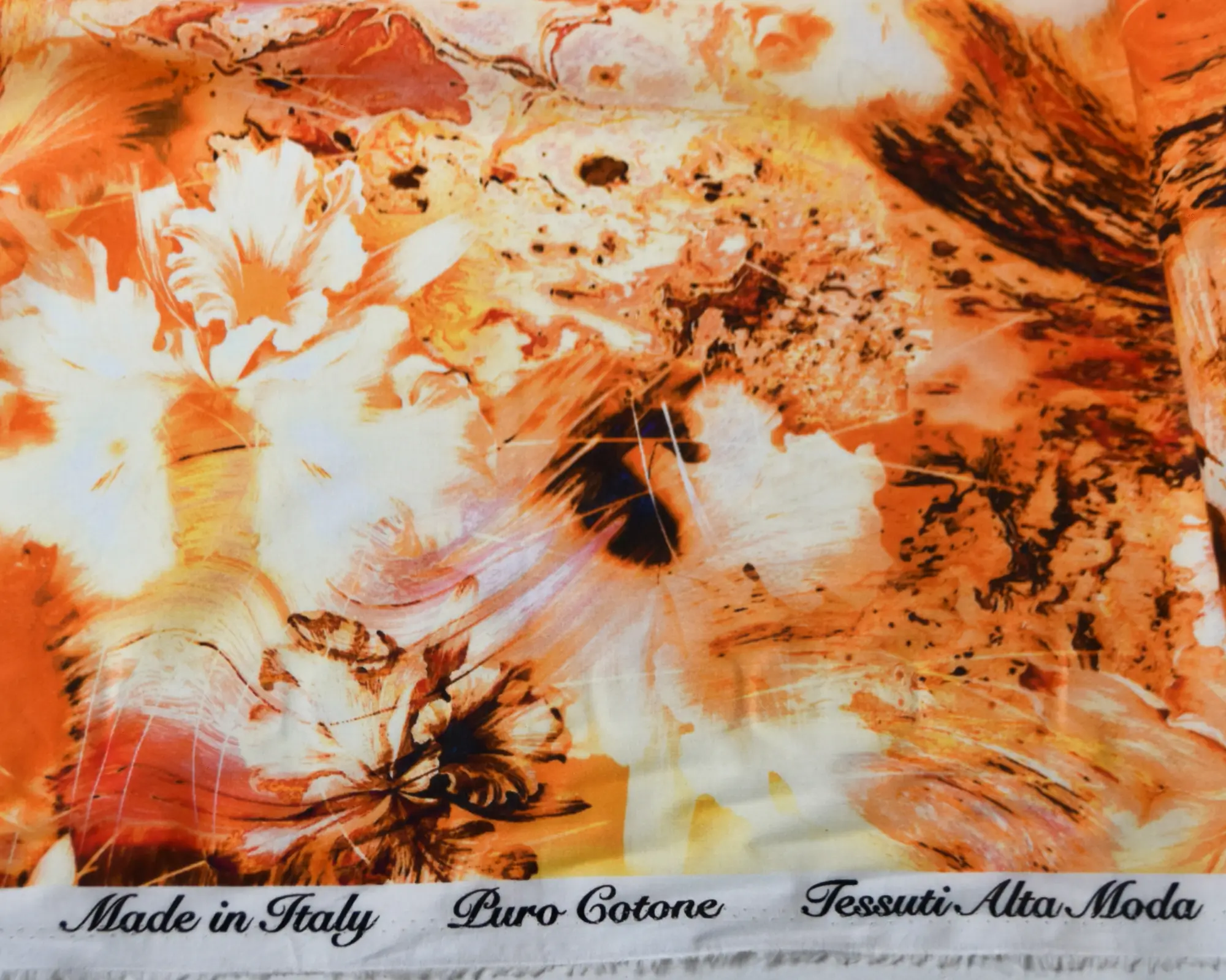 Cotton Voile - Large Scale Orange Floral Print - Image 4