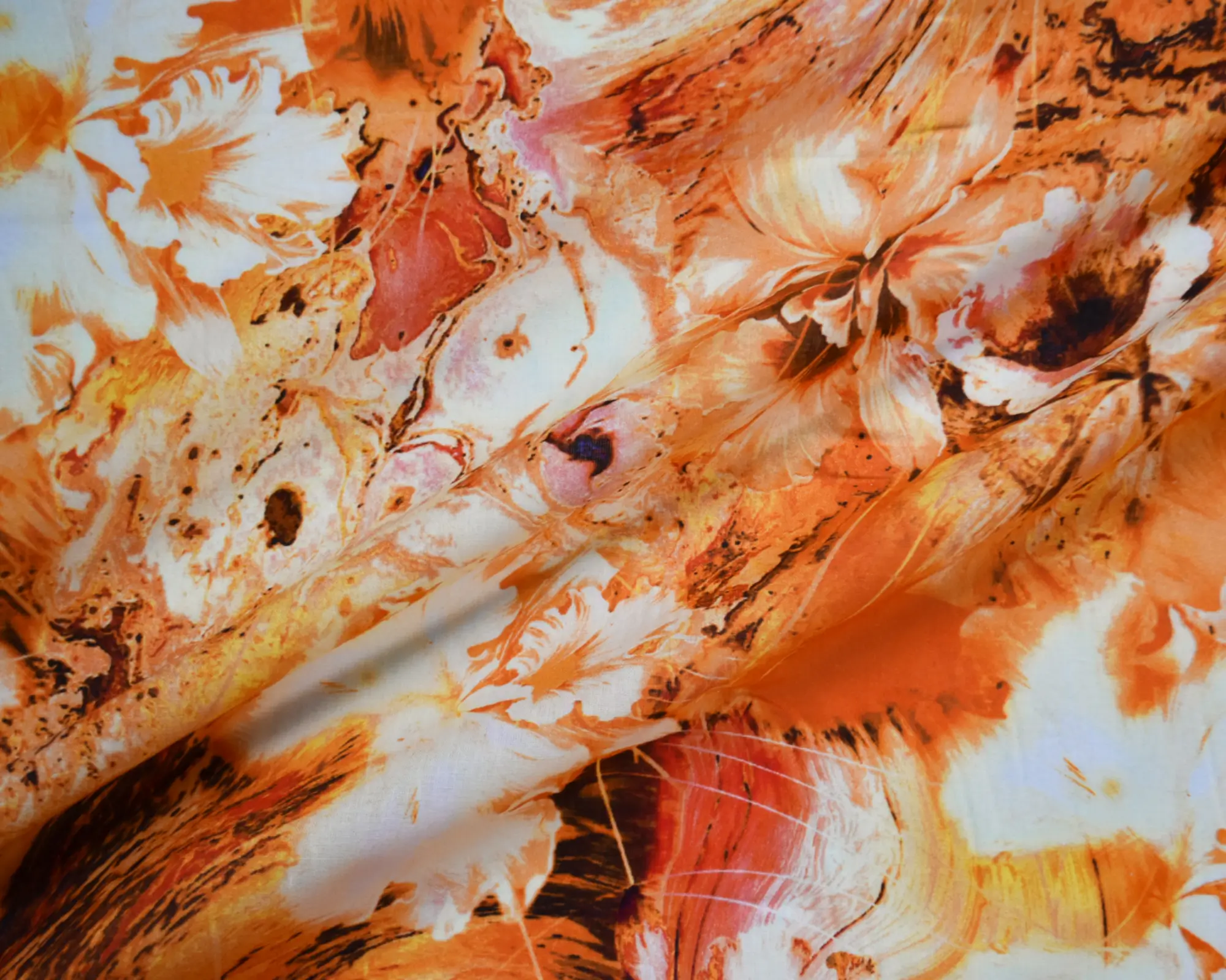 Cotton Voile - Large Scale Orange Floral Print - Image 5