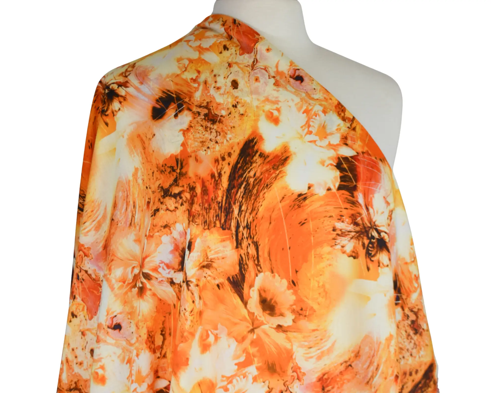 Cotton Voile - Large Scale Orange Floral Print - Image 6