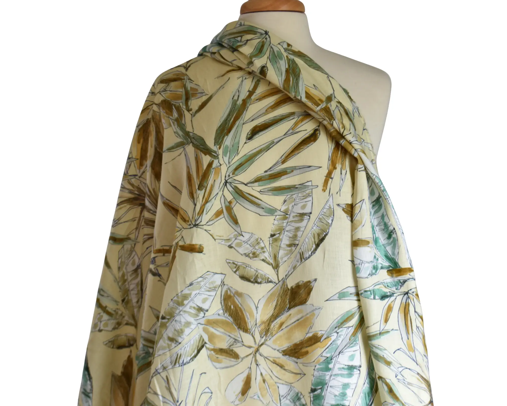 Midweight Linen - Large Palm Fronds on Yellow - Image 5