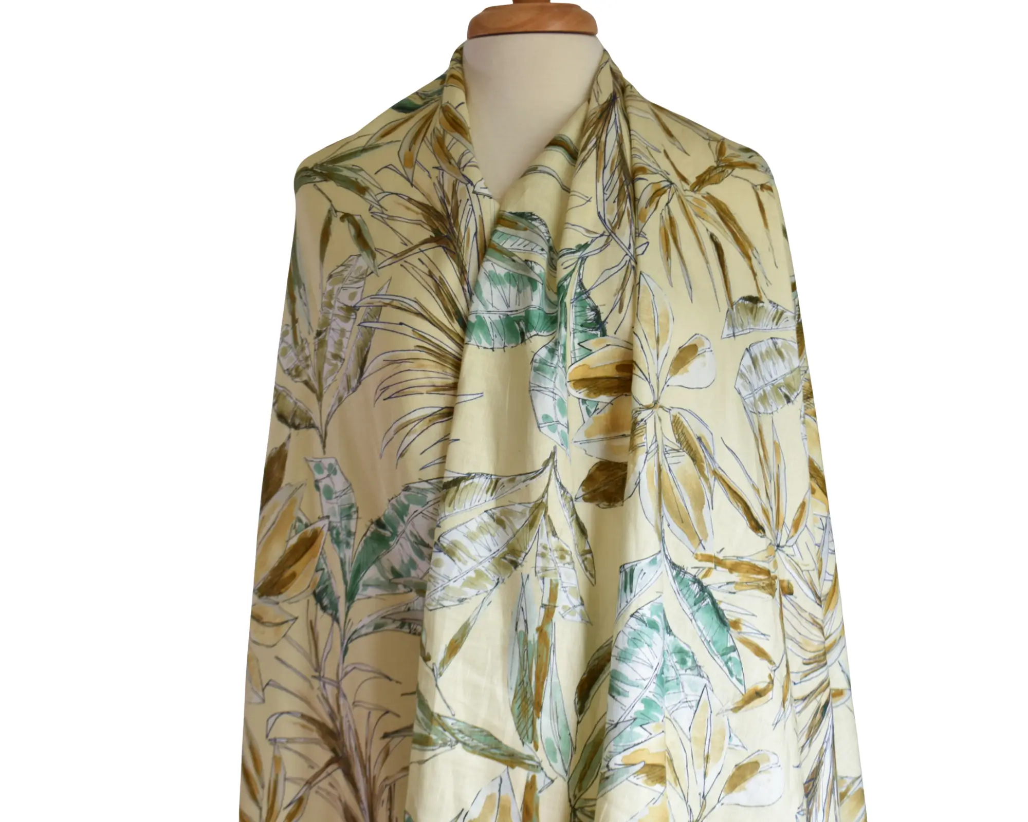 Midweight Linen - Large Palm Fronds on Yellow - Image 6