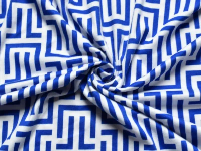 Double Brushed Polyester Jersey - Blue Tetris