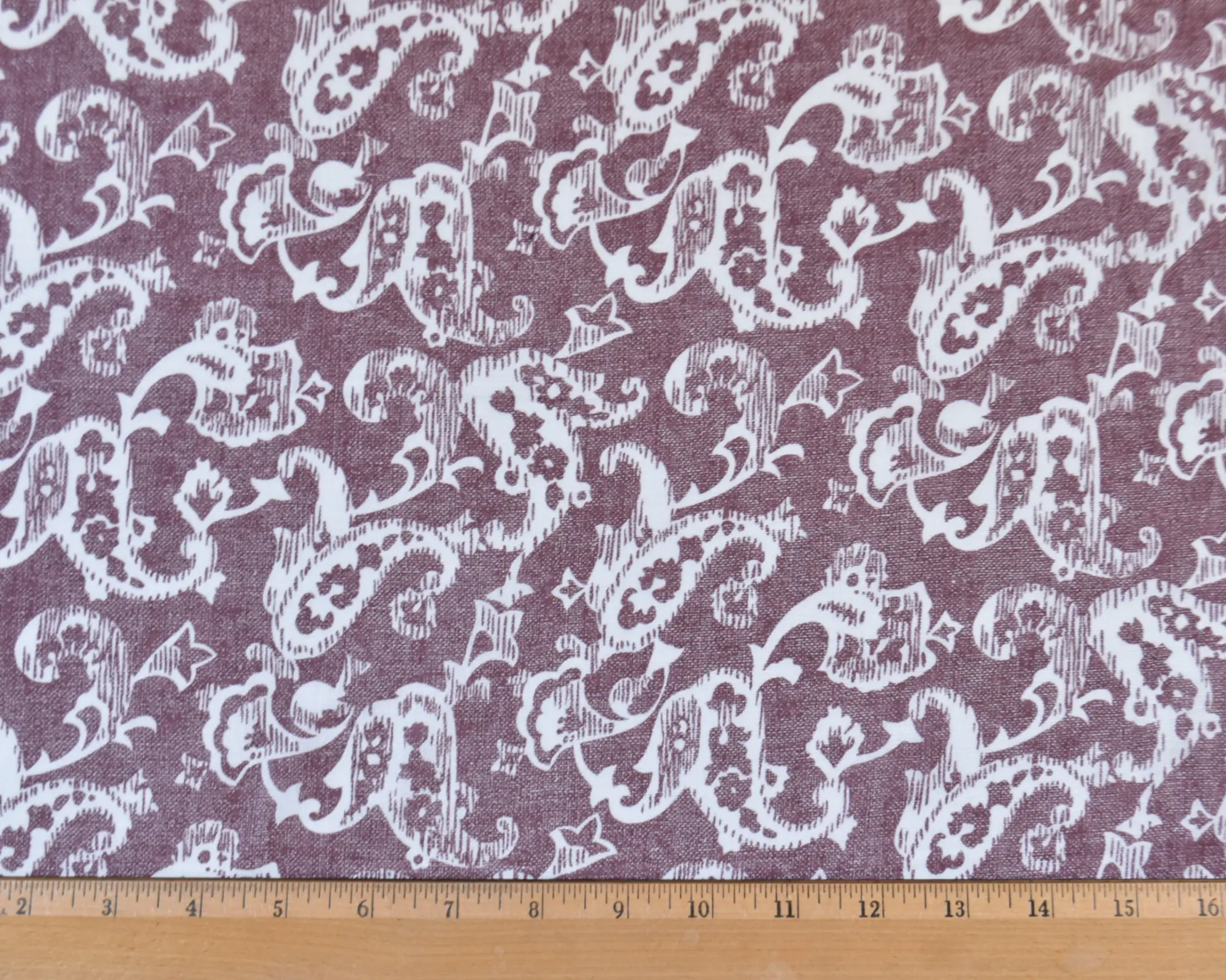 Linen/Cotton Blend - Mauve Paisley Print - Image 3