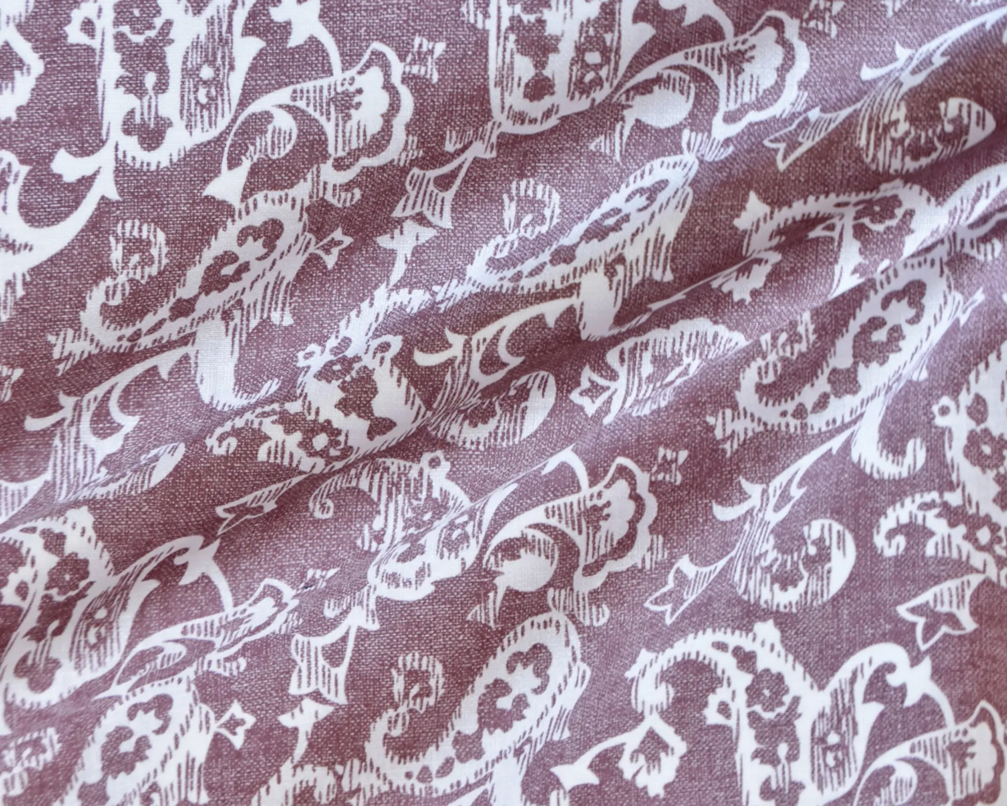 Linen/Cotton Blend - Mauve Paisley Print - Image 4