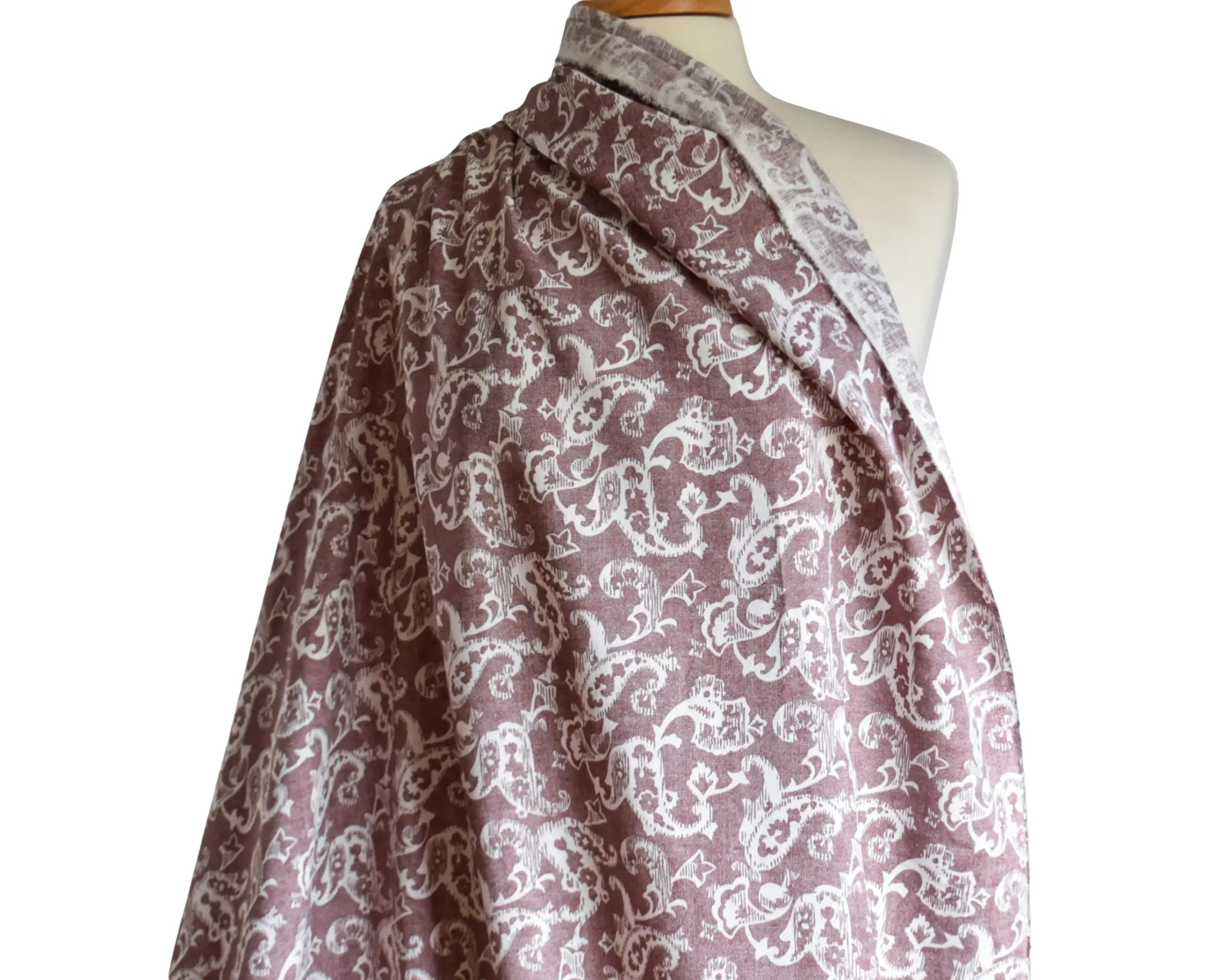 Linen/Cotton Blend - Mauve Paisley Print - Image 5
