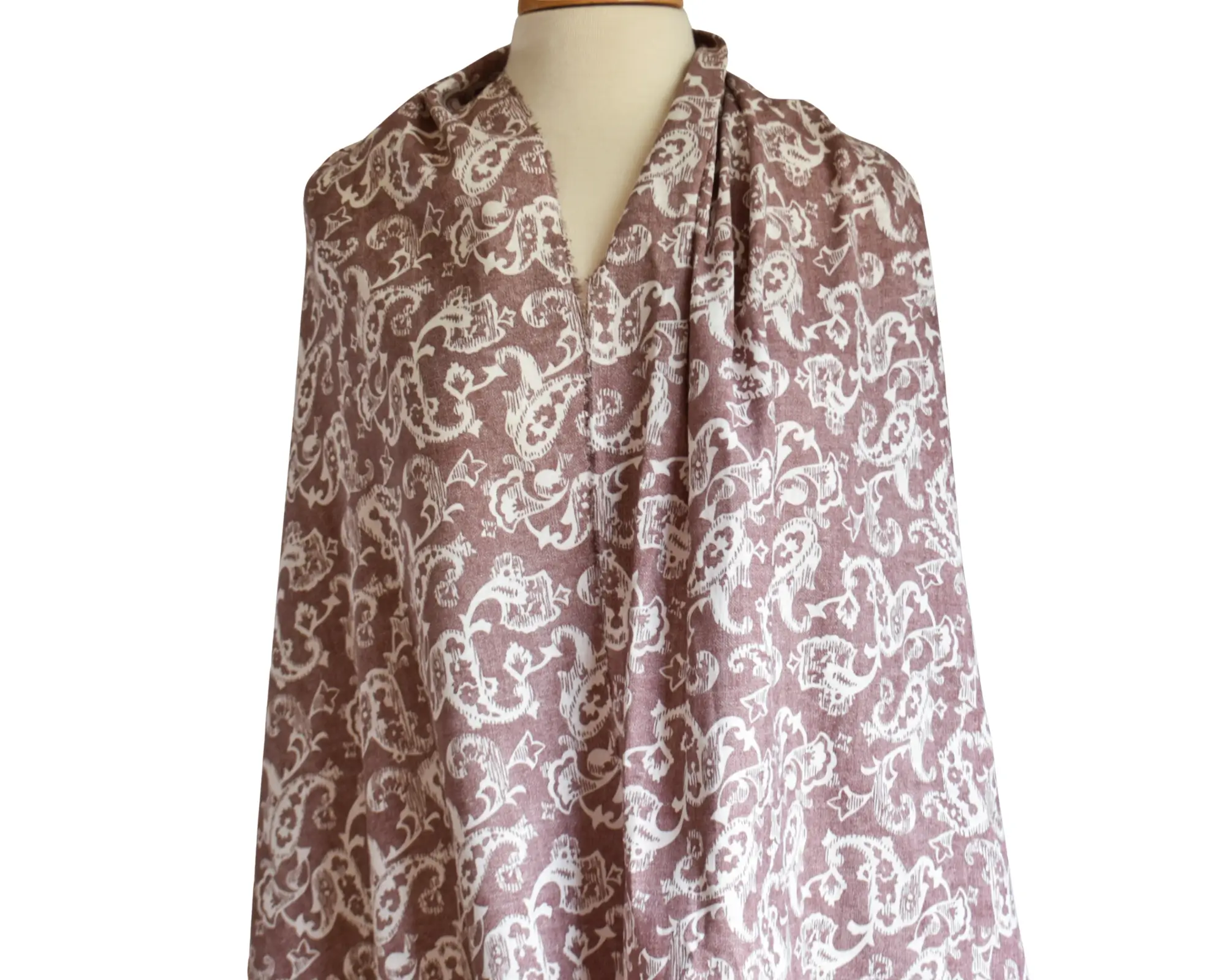 Linen/Cotton Blend - Mauve Paisley Print - Image 6