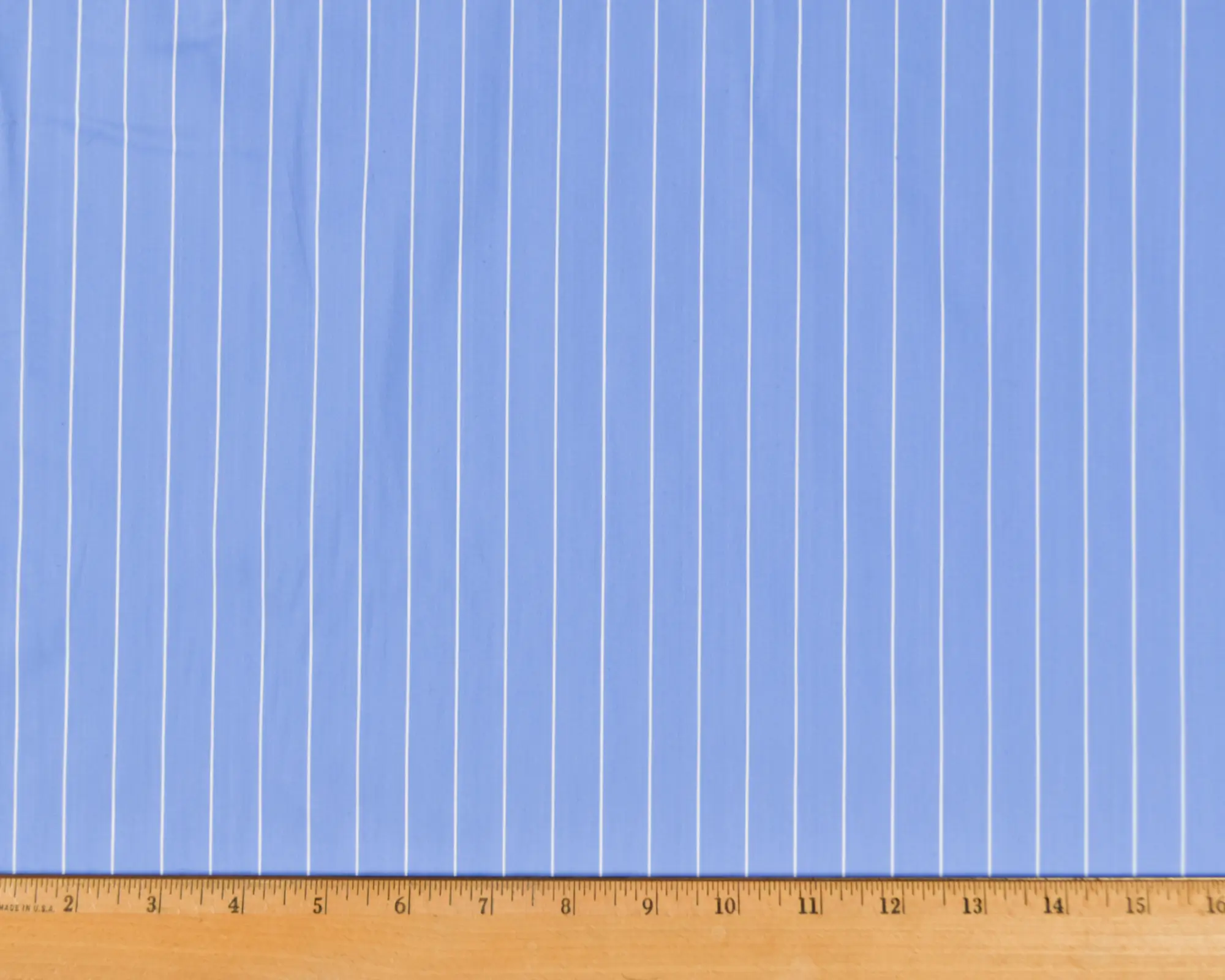 Cotton Stretch Shirting - Blue with White Stripes - Image 3
