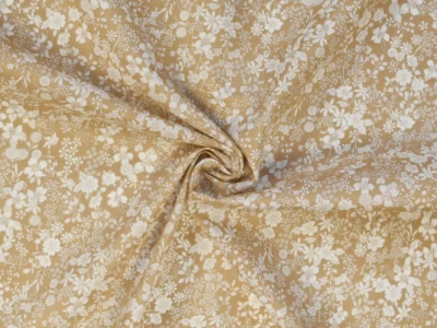 Kokka Cotton Lawn - Tan with White Floral