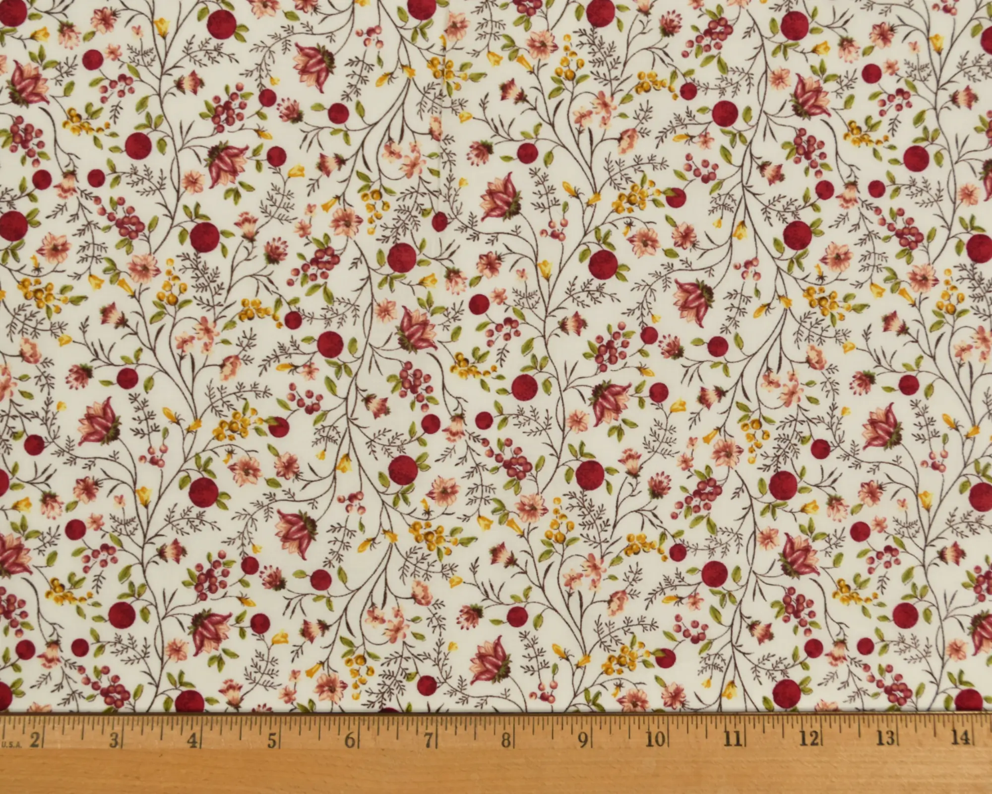 Kokka Cotton Lawn - Red Floral - Image 3