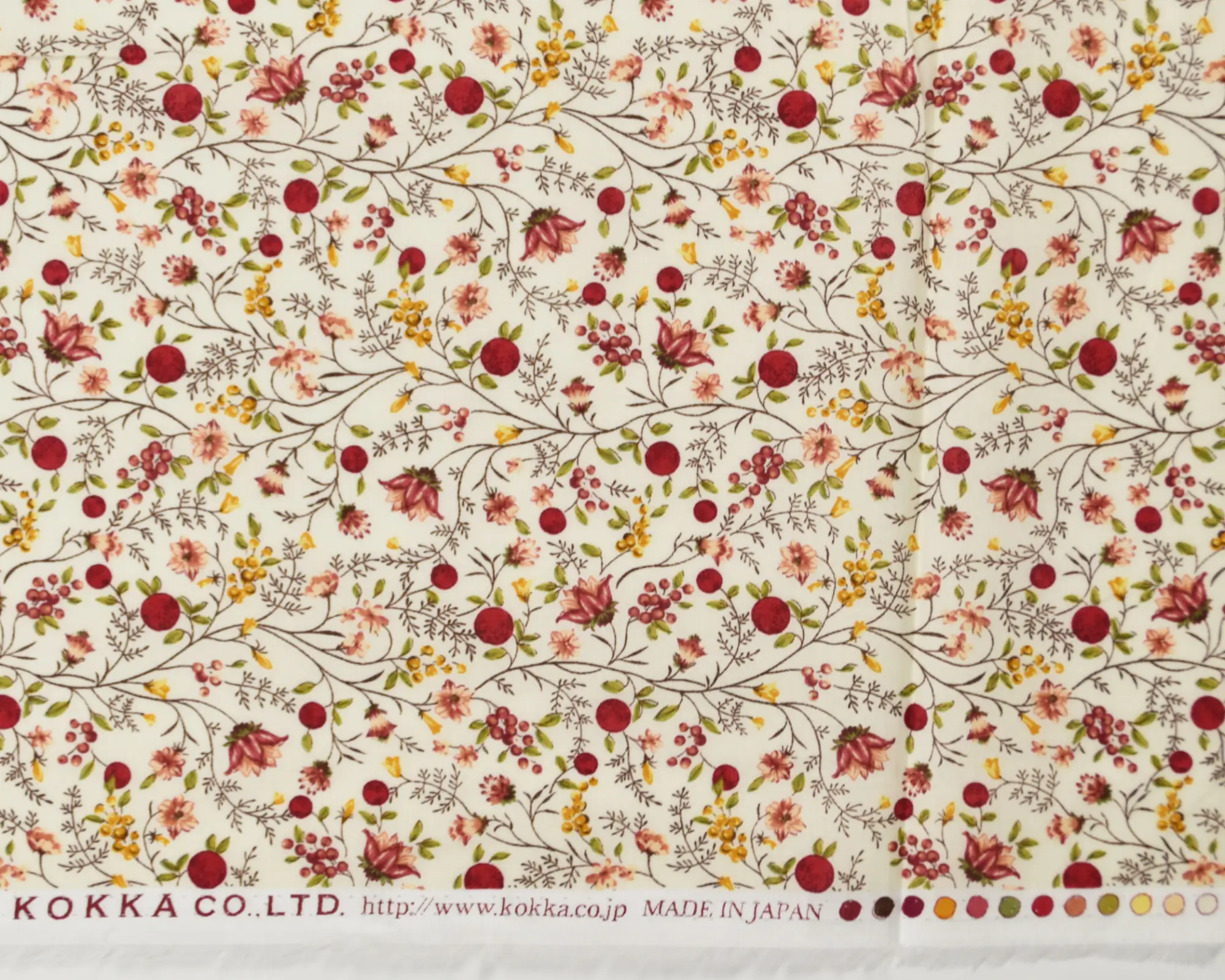 Kokka Cotton Lawn - Red Floral - Image 5