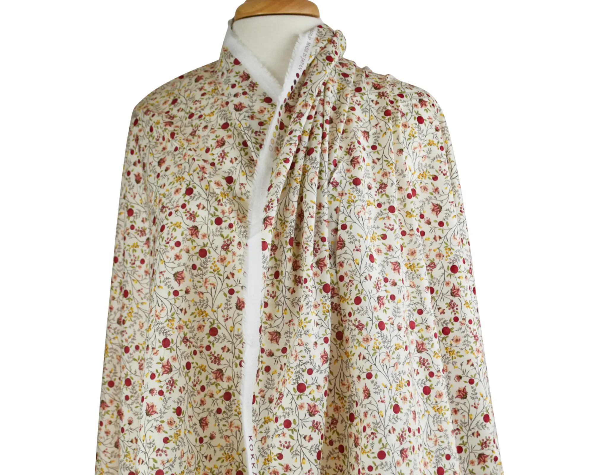Kokka Cotton Lawn - Red Floral - Image 6