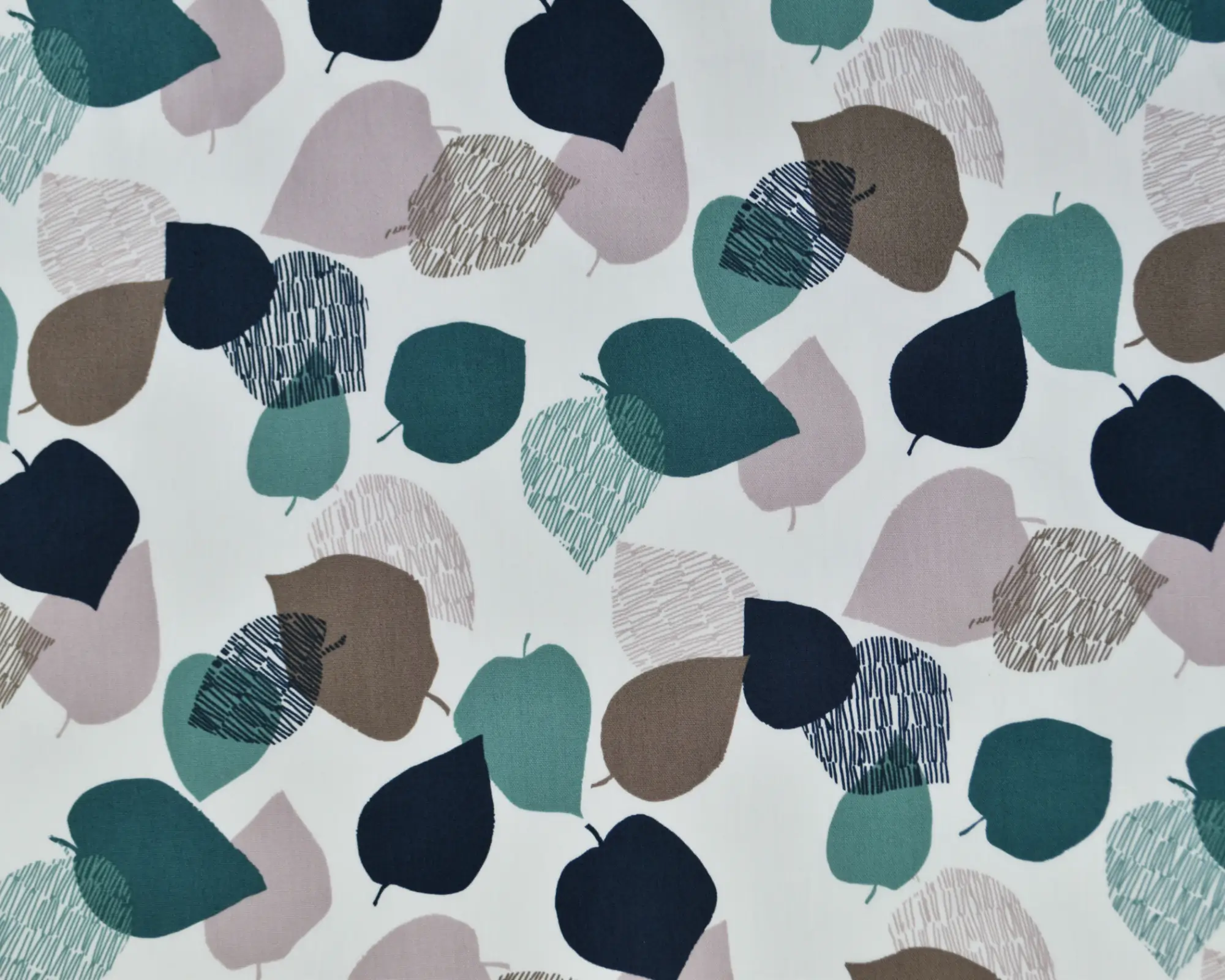 Kokka Cotton Oxford - Teal Leaf Print - Image 2