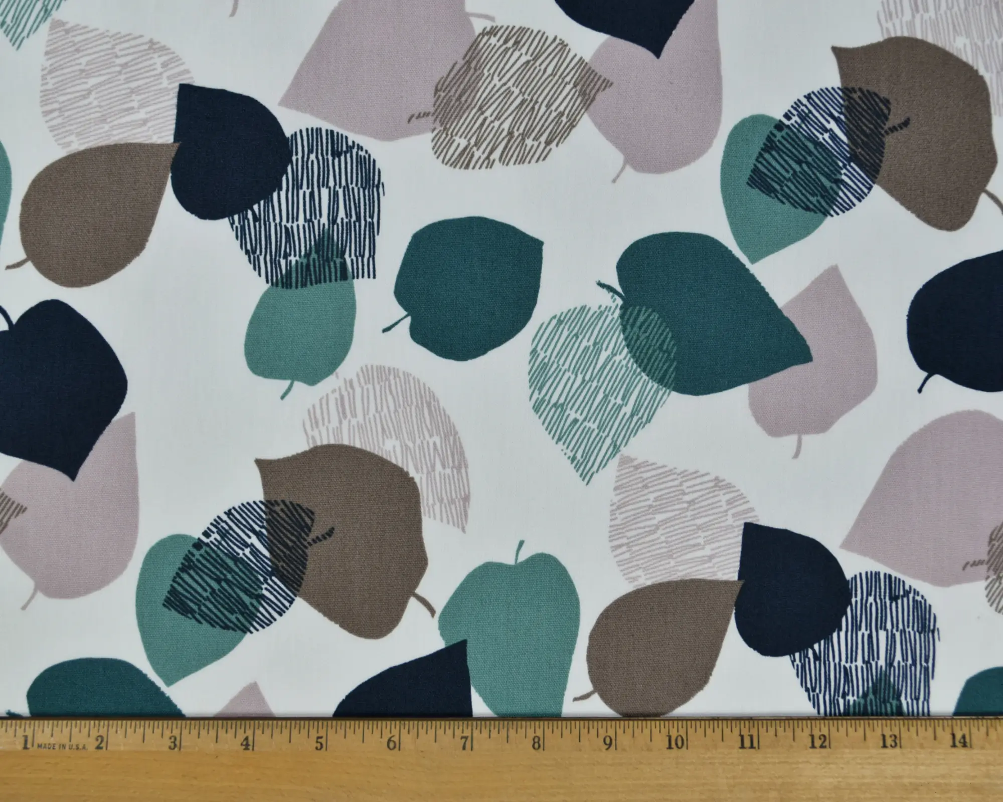 Kokka Cotton Oxford - Teal Leaf Print - Image 3