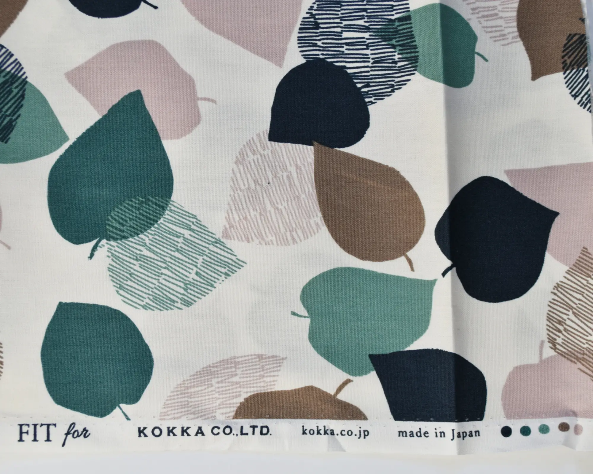 Kokka Cotton Oxford - Teal Leaf Print - Image 4