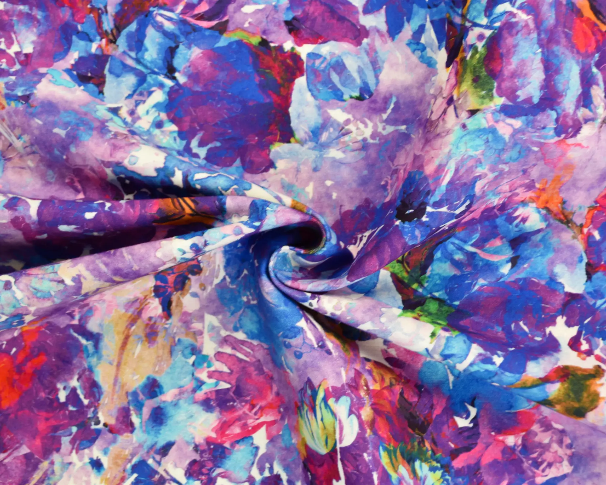 Cotton Sateen - Purple Watercolor Print
