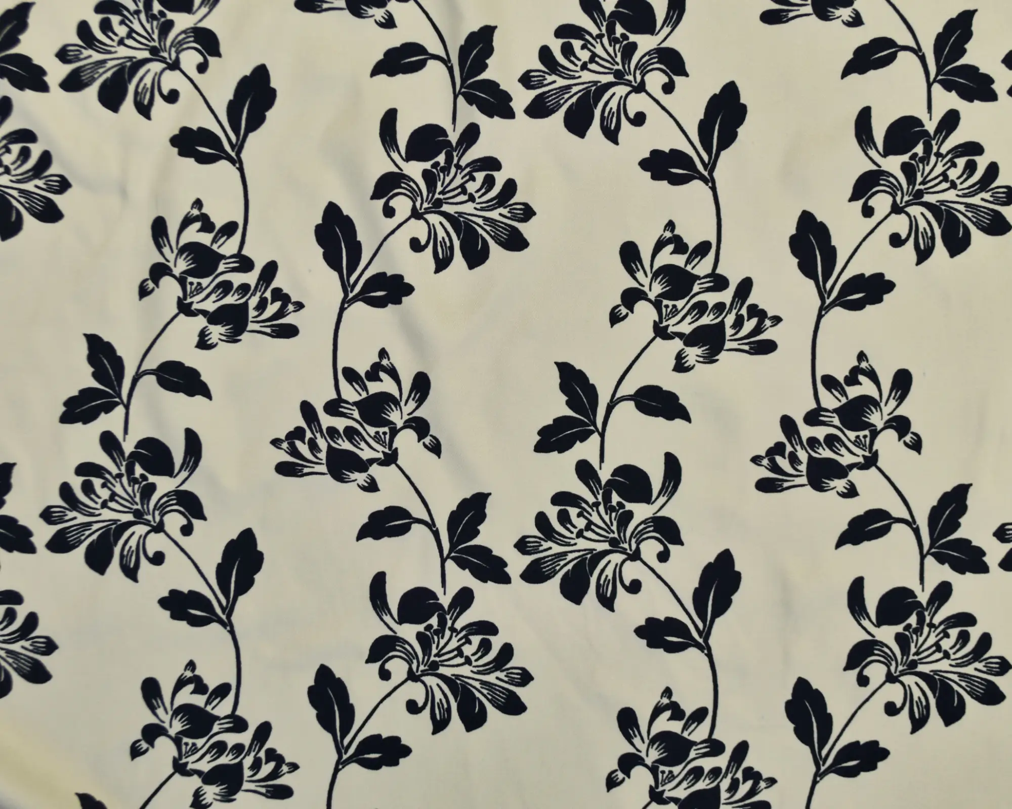 Rayon Twill - Black Floral on Ivory - Image 2