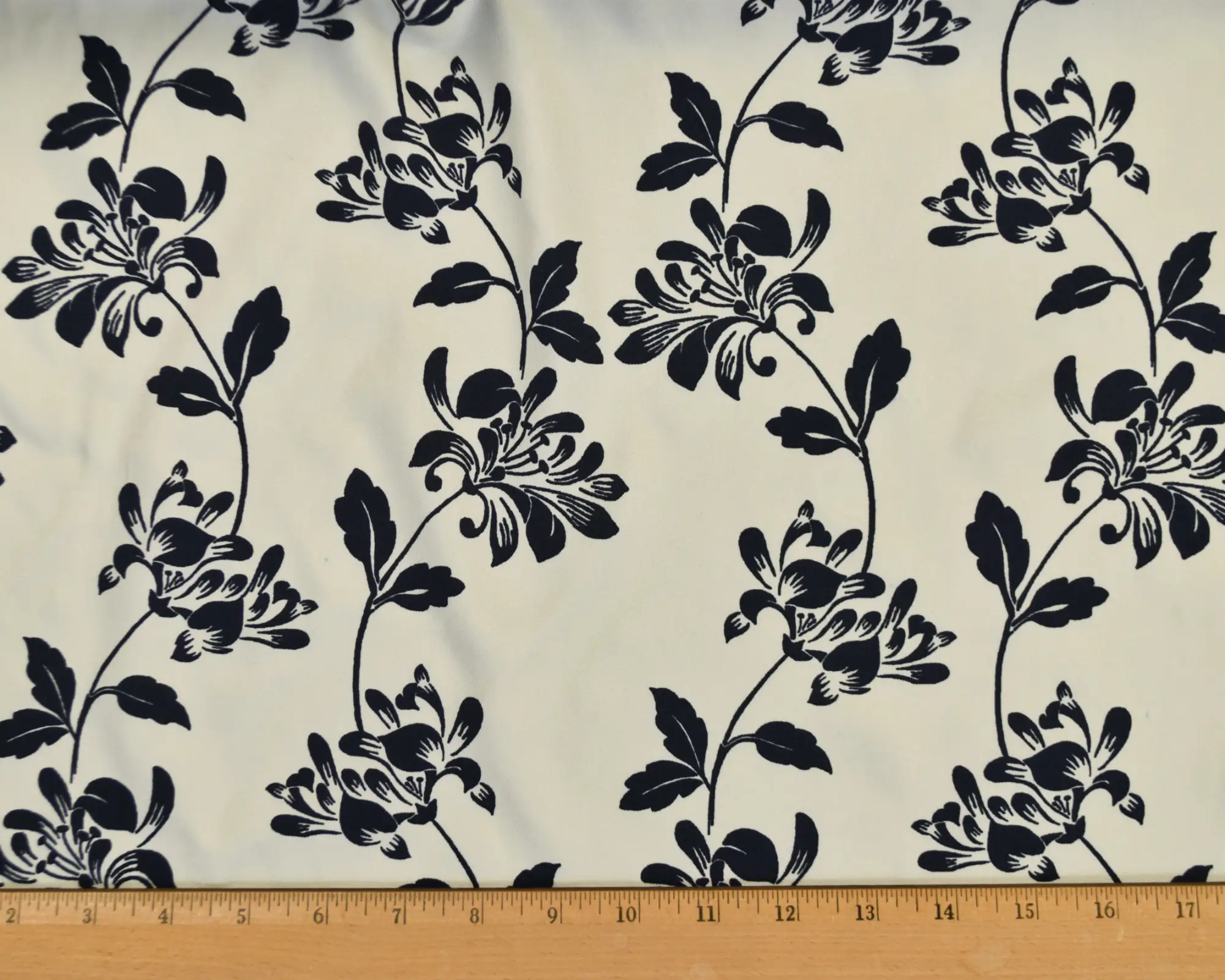 Rayon Twill - Black Floral on Ivory - Image 3