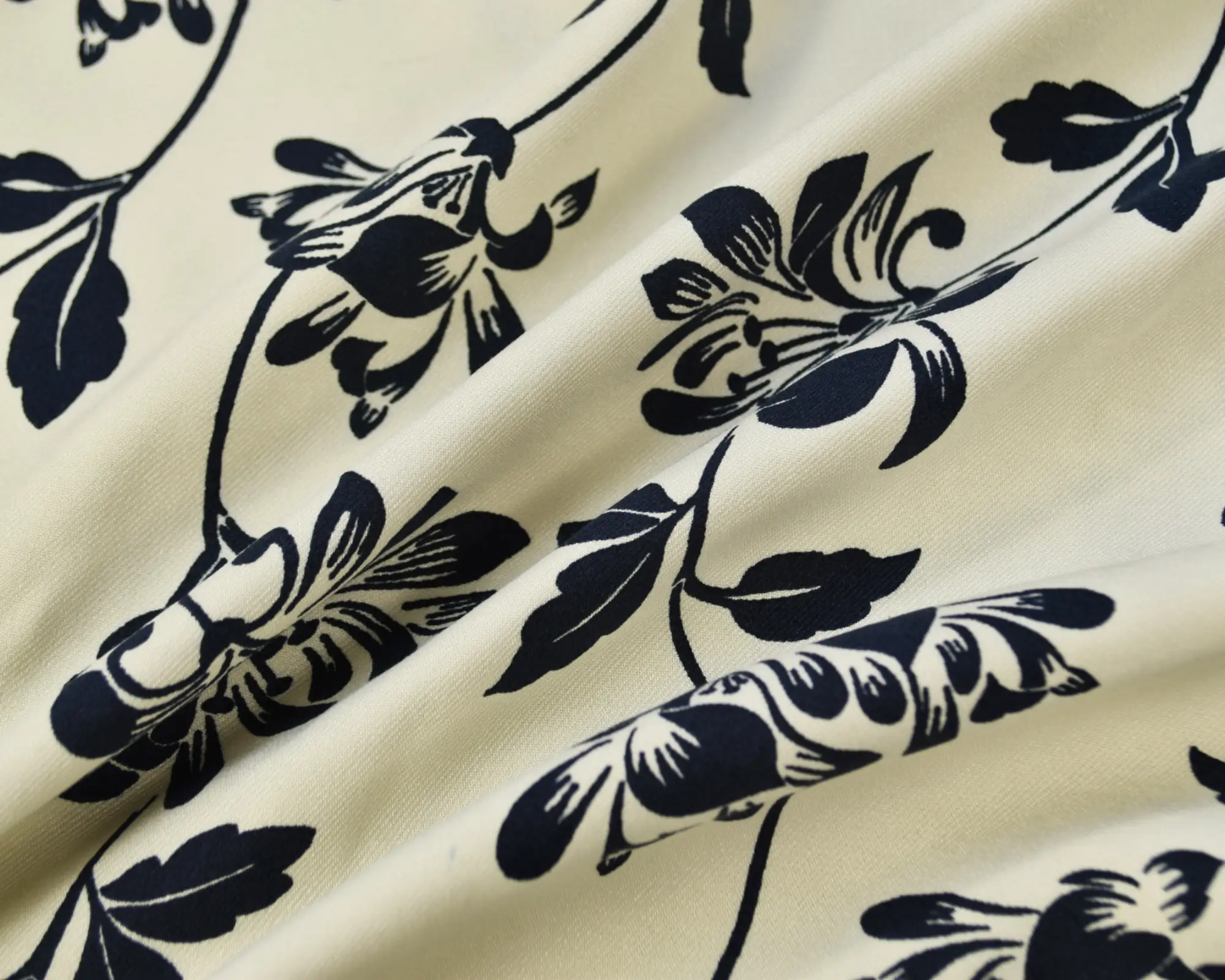 Rayon Twill - Black Floral on Ivory - Image 4