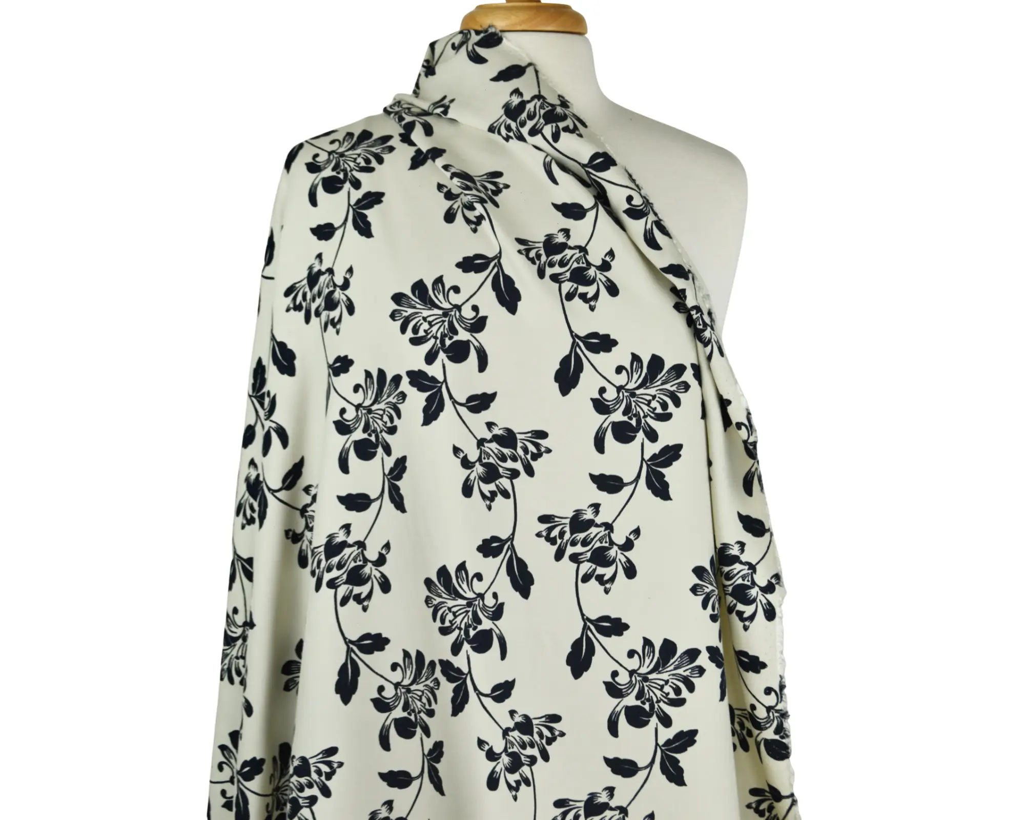 Rayon Twill - Black Floral on Ivory - Image 5
