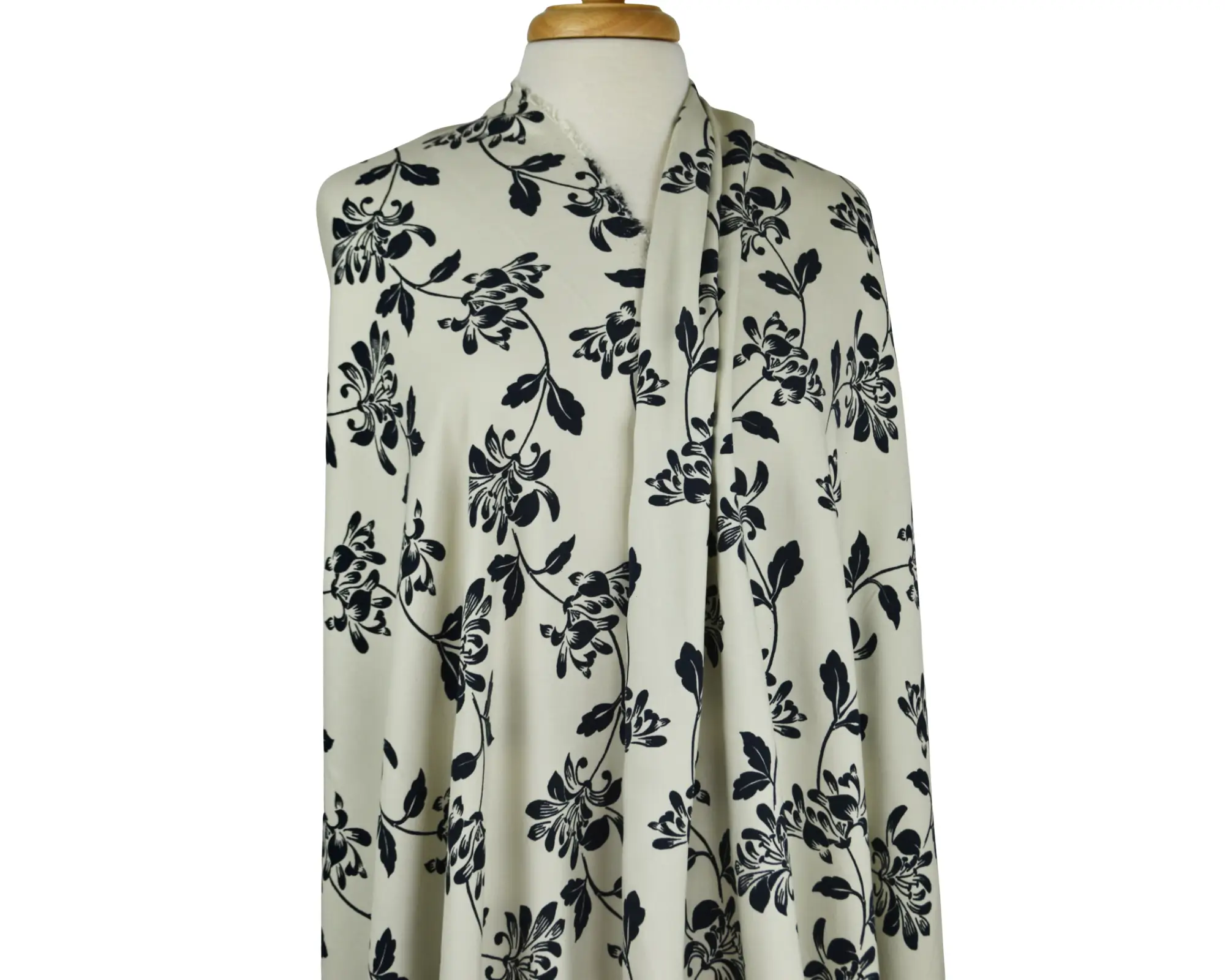 Rayon Twill - Black Floral on Ivory - Image 6