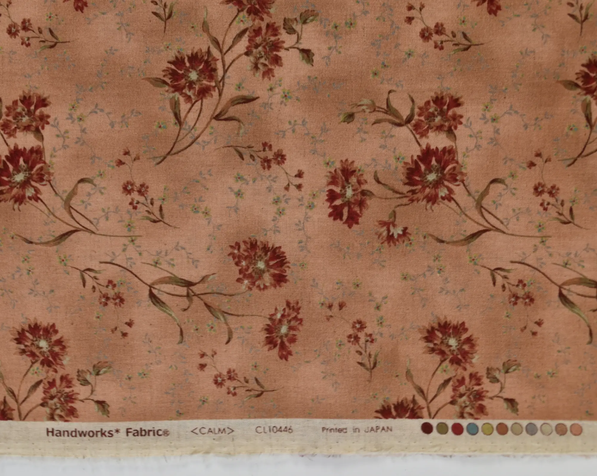 Cotton/Linen Broadcloth- Red Floral on Terracotta - Image 5