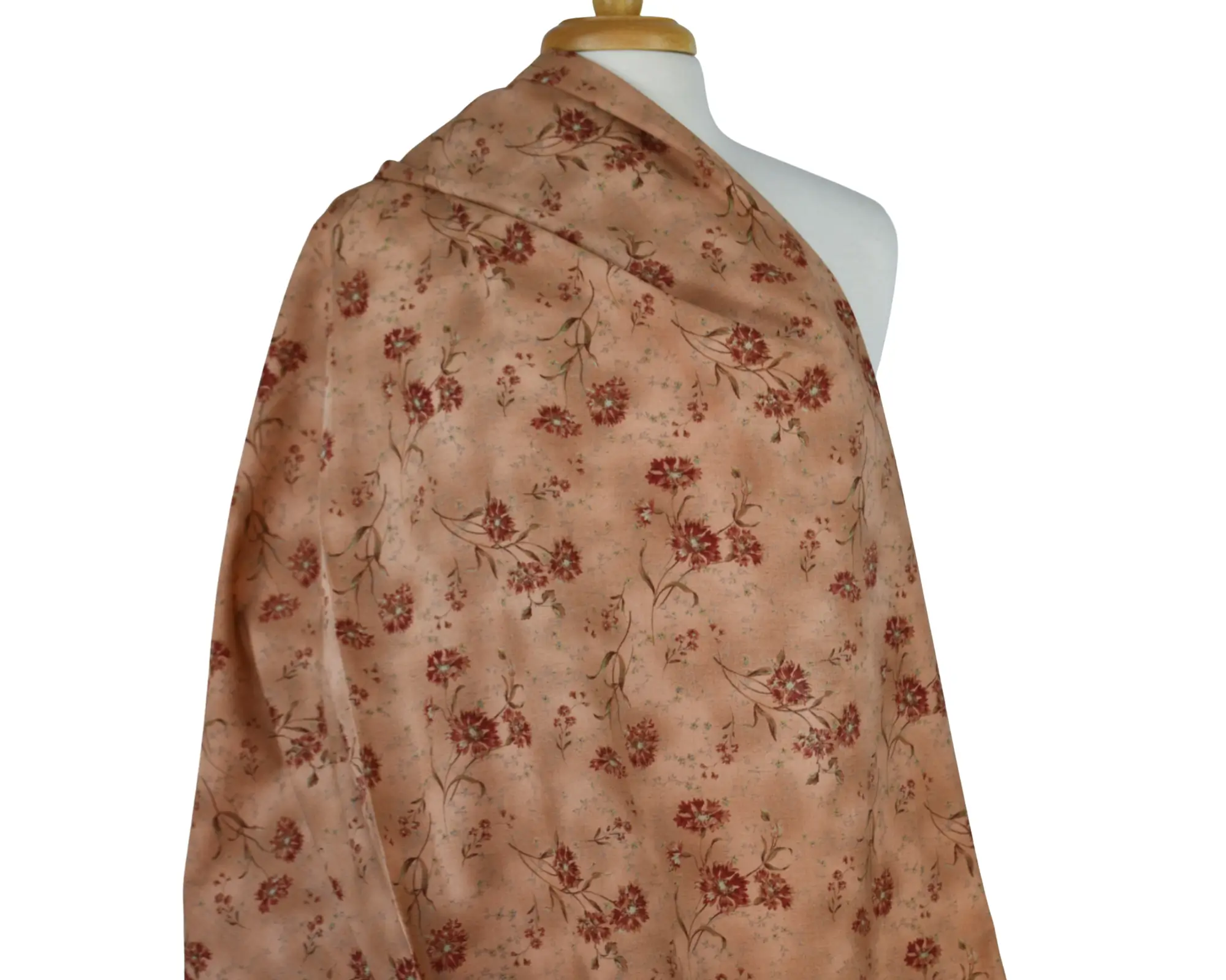 Cotton/Linen Broadcloth- Red Floral on Terracotta - Image 6