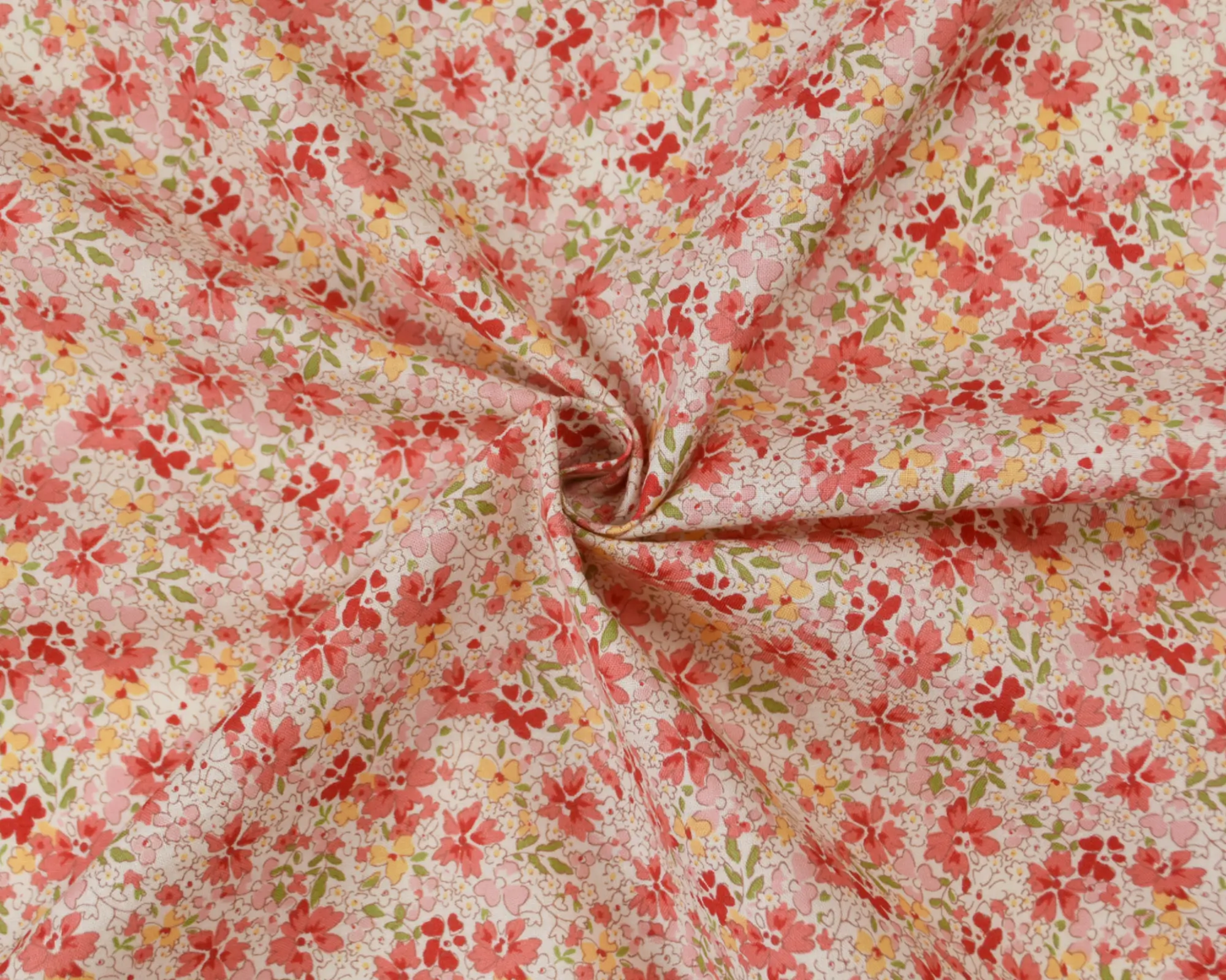 Cotton Broadcloth Shirting- Peach Coral Floral Print