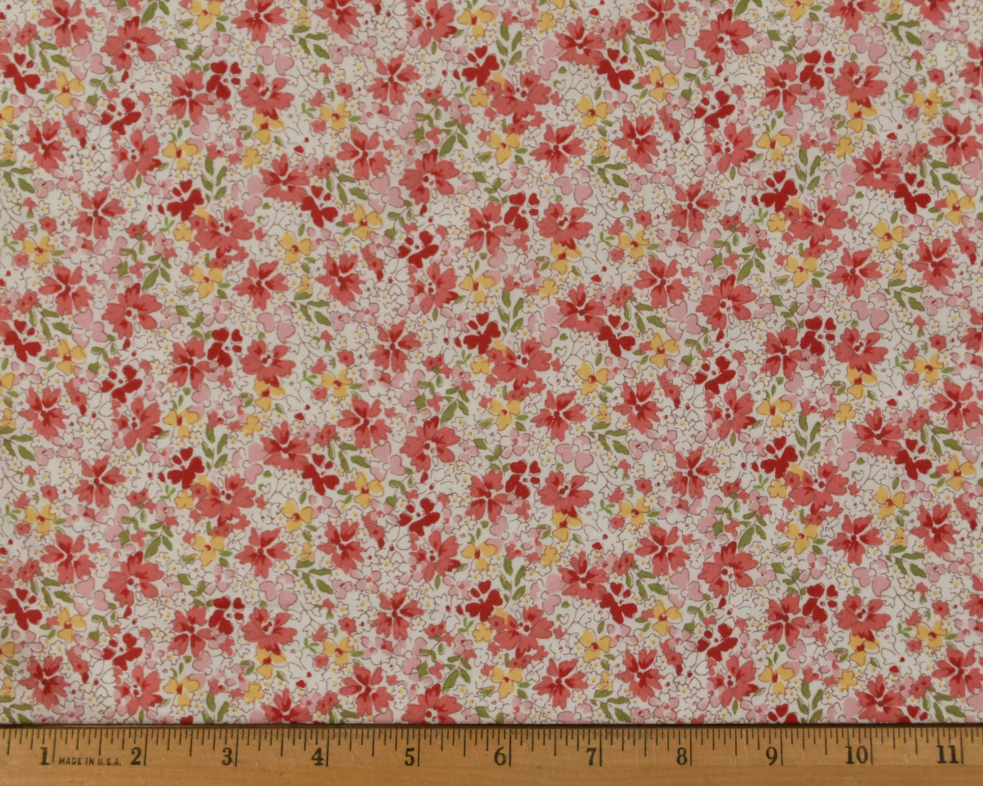 Cotton Broadcloth Shirting- Peach Coral Floral Print - Image 3