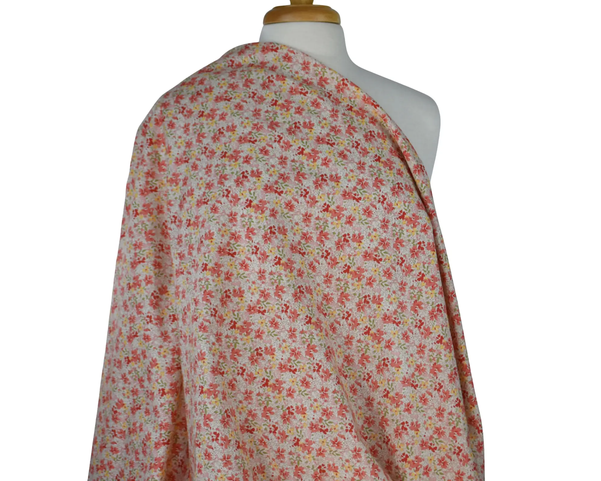 Cotton Broadcloth Shirting- Peach Coral Floral Print - Image 6