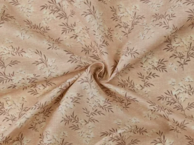 Cotton Broadcloth Shirting- Leaf Print on Beige