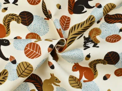 Cotton Oxford Shirting - Squirrel Print