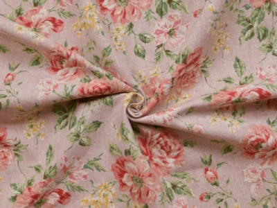 Cotton/Linen Broadcloth - Pink Roses