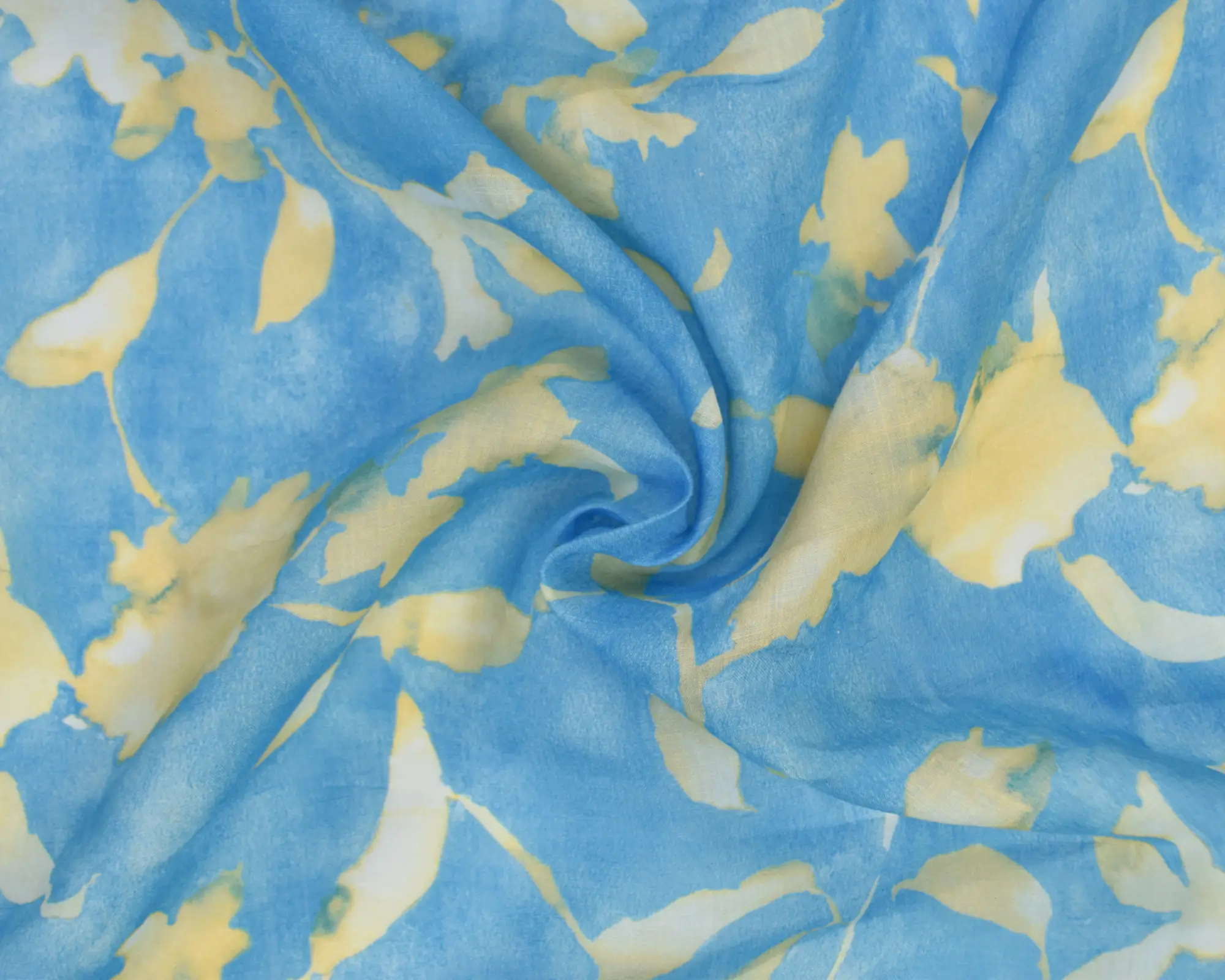 Lightweight Linen- Yellow Floral on Blue