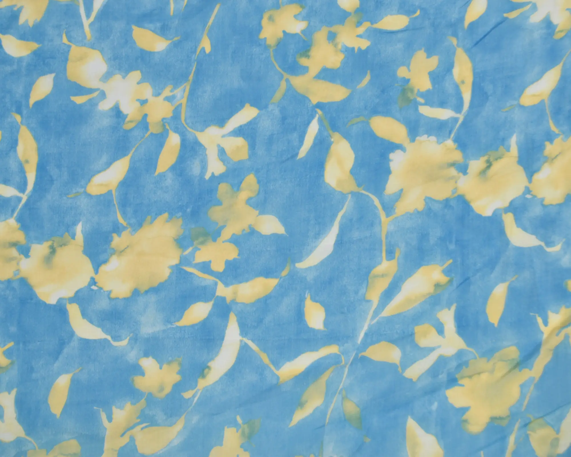 Lightweight Linen- Yellow Floral on Blue - Image 2