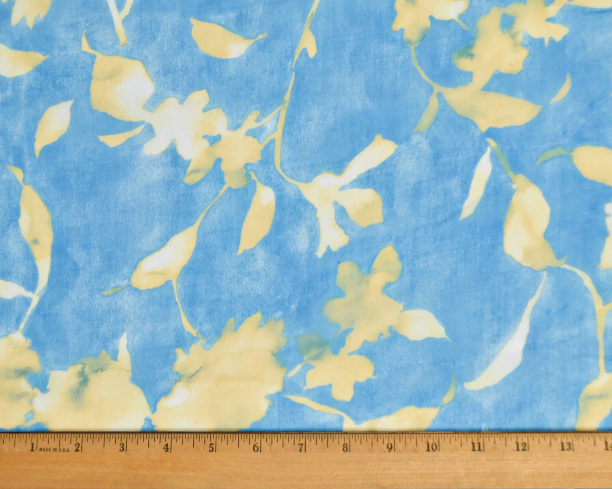 Lightweight Linen- Yellow Floral on Blue - Image 3
