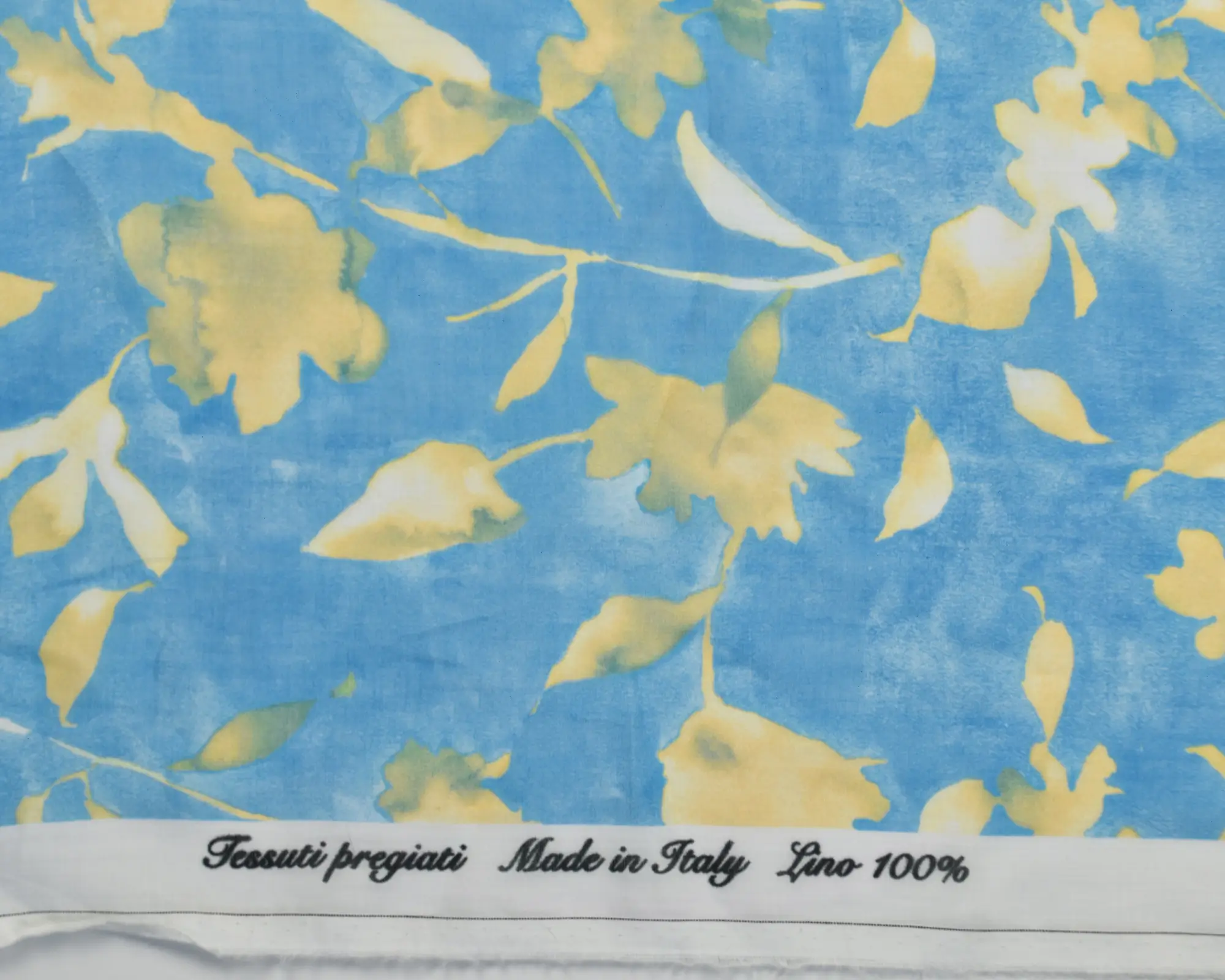 Lightweight Linen- Yellow Floral on Blue - Image 5