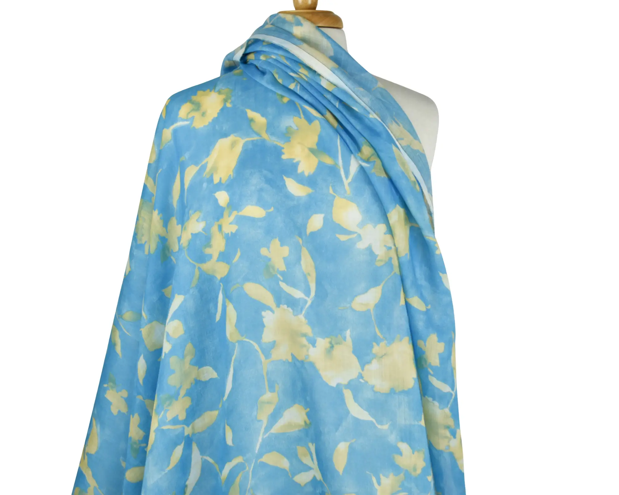 Lightweight Linen- Yellow Floral on Blue - Image 6